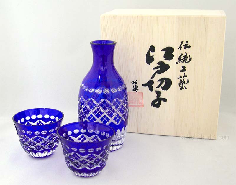 楽天市場】江戸切子 冷酒セット 徳利 ぐいのみ ぐい呑み 『玉矢来切子
