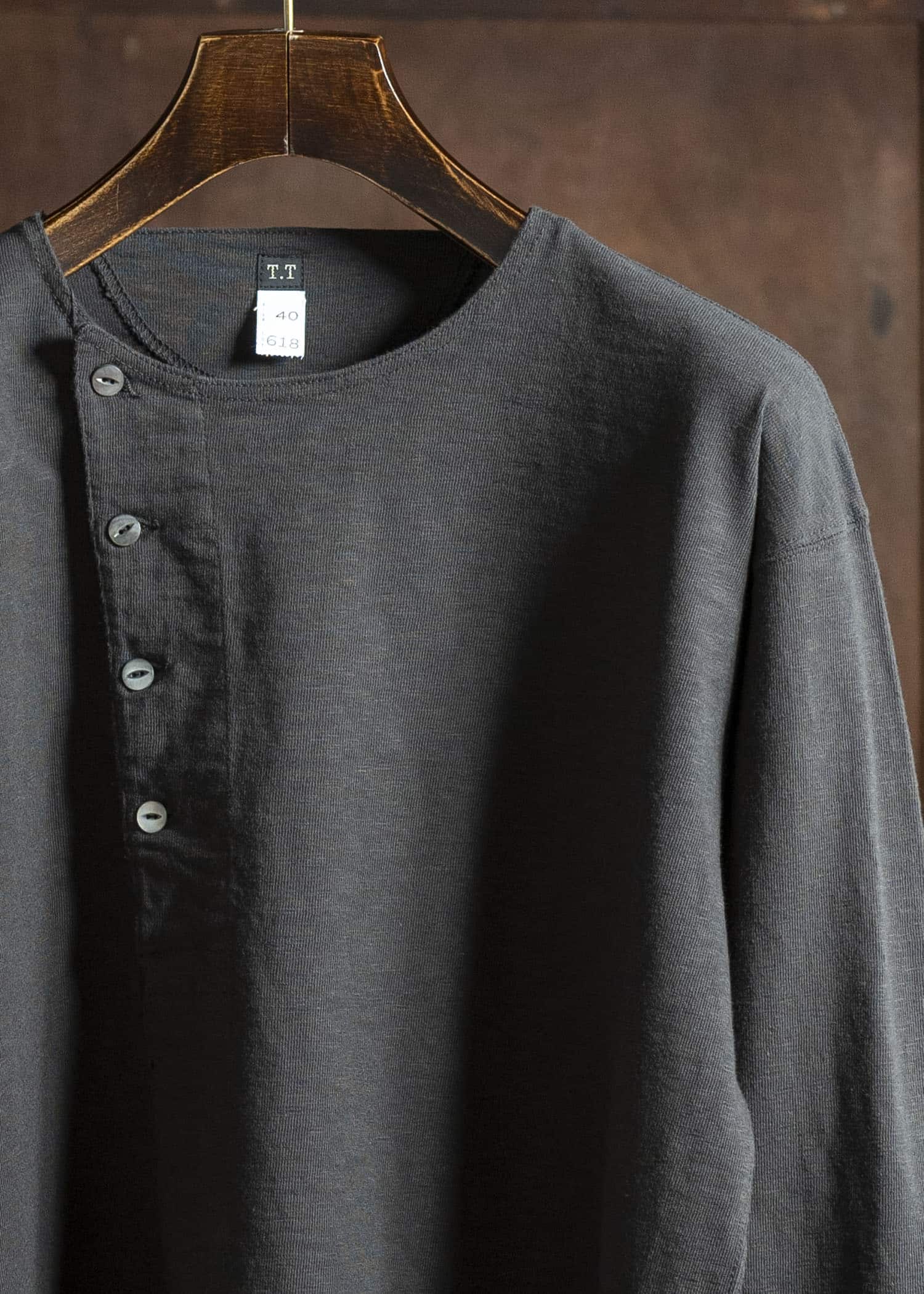 Taiga Takahashi Lot.618 Side Henley Neck Shirt CHARCOAL – VISION
