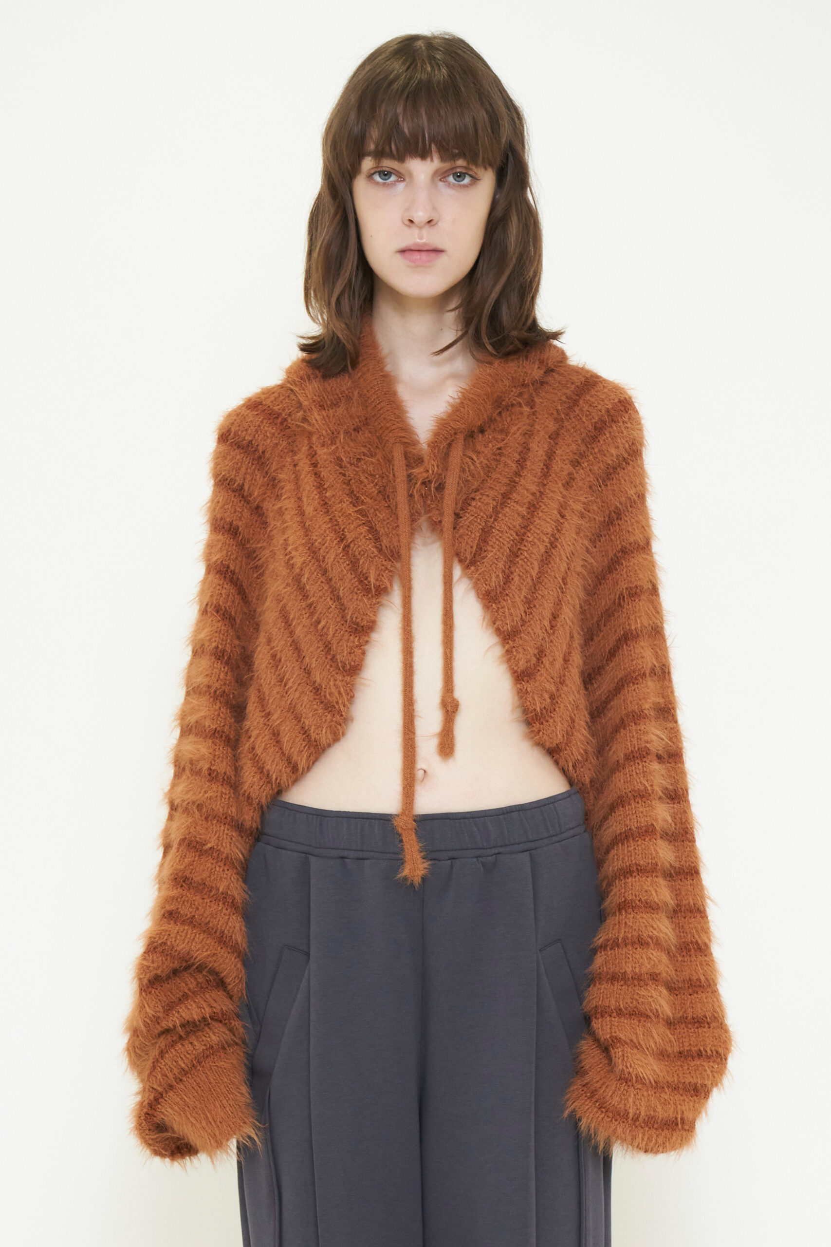 2WAY HOODED MUFFLER KNIT / ORANGE – VIAVANDA