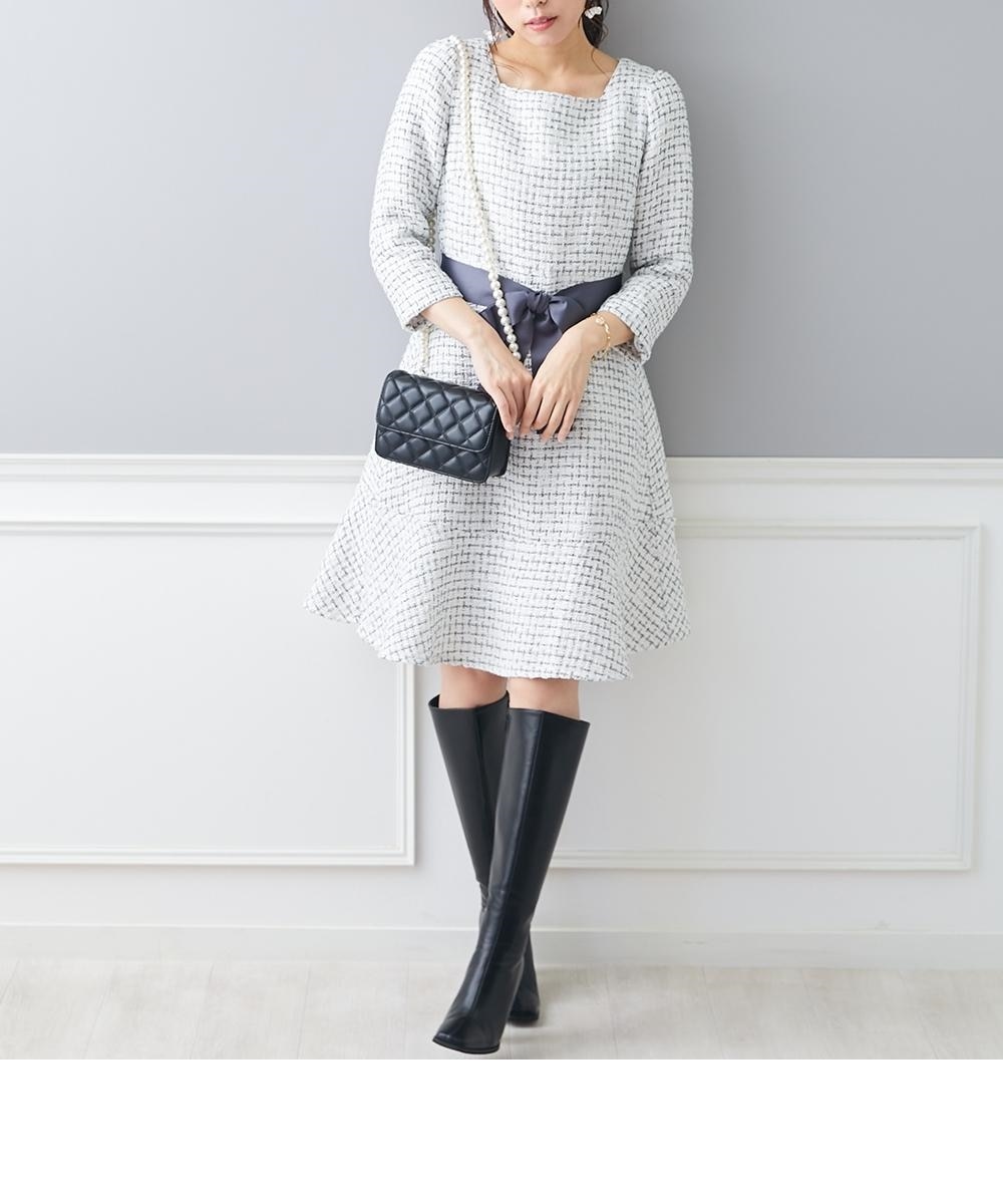 大きいサイズ 膝丈ツイードワンピース marun 通販【ニッセン】