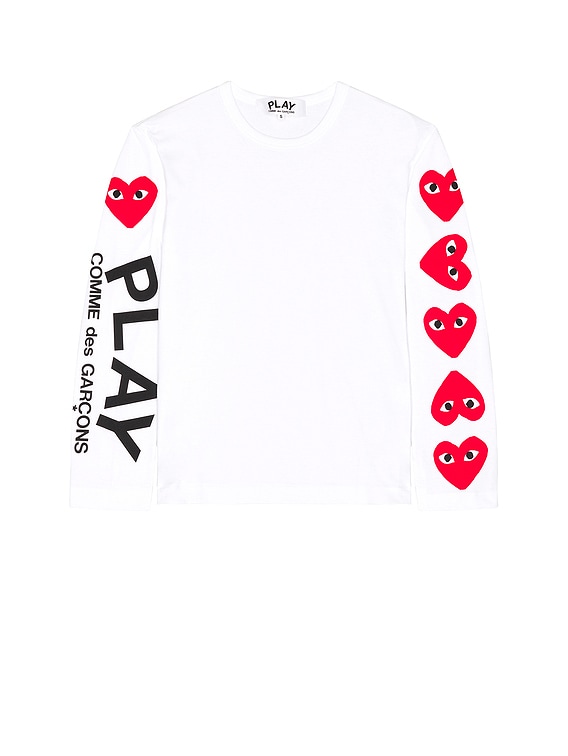 COMME des GARCONS PLAY Logo Tee in White | FWRD